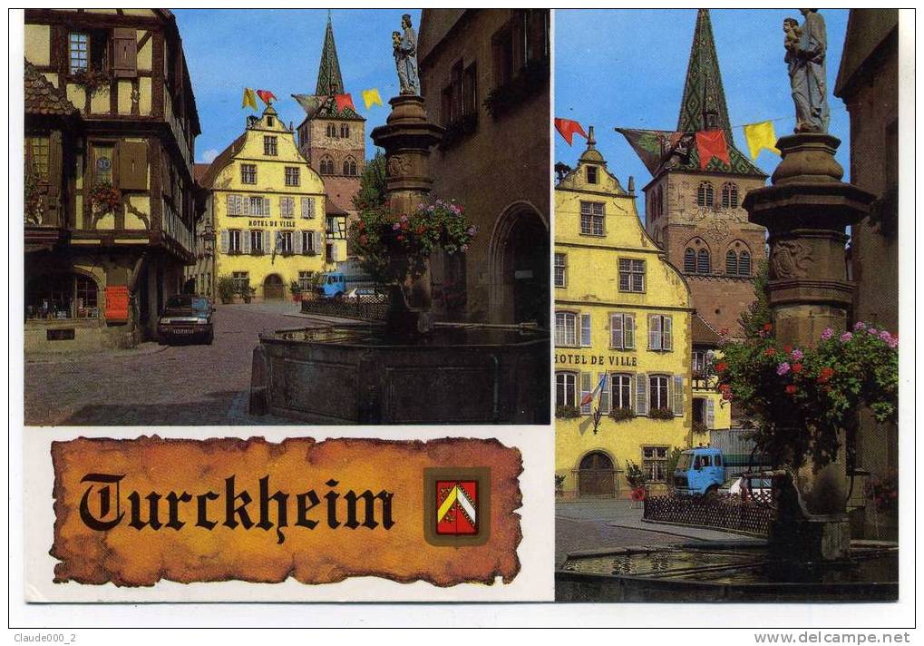 TURCKHEIM . Place Turenne Et L 'Hotel De Ville . Voir Recto - Verso    (C355) - Turckheim