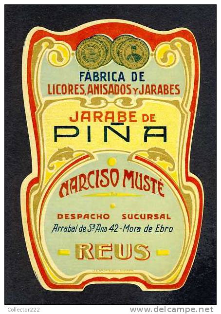 Etiquette De Liqueur: Jarabe De Piña. Lithographie (9´5 X 14 Cms) (Ref.74776) - Other & Unclassified
