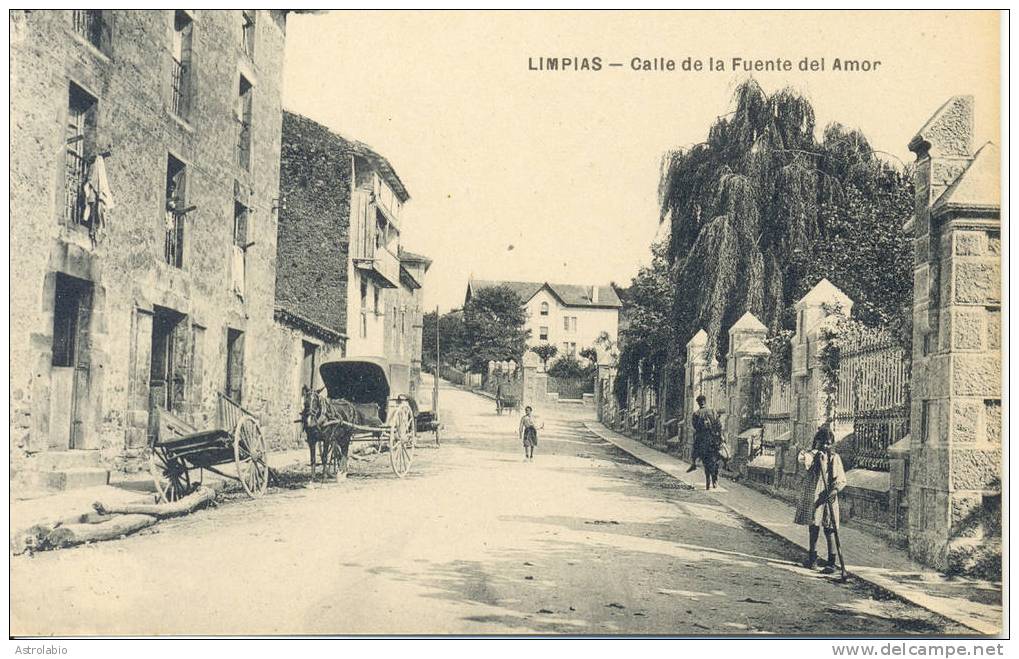 Limpias " Calle De La Fuente Del Amor " Animada CP Cantabria - Cantabria (Santander)