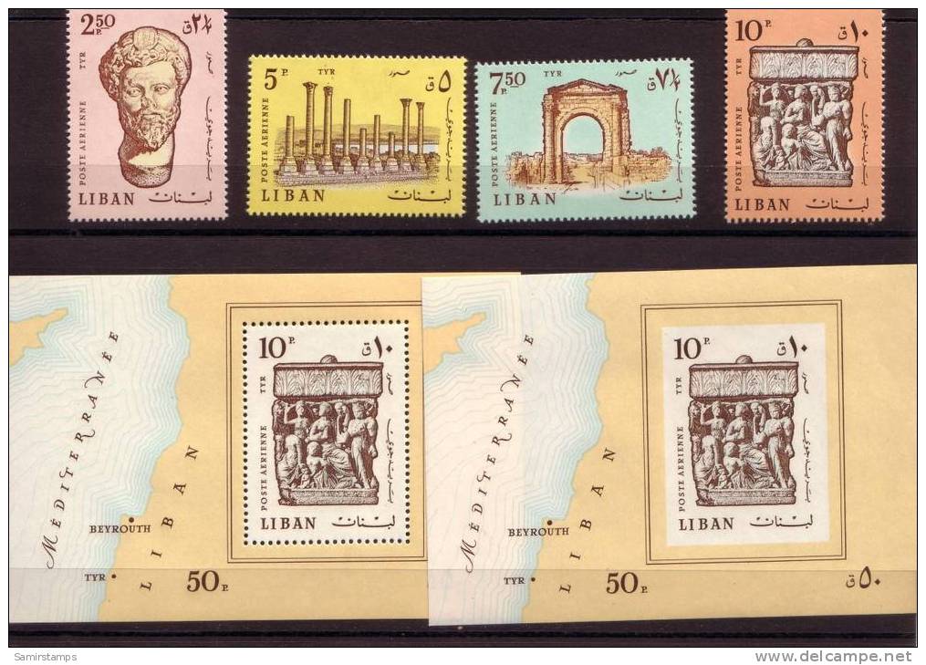 Lebanon Antiquities Of Tyr 4 Stamps + 2 Souvenir Sheets Perf + Imperf- Nice Archeology Topical-skrill PAYMENT ONLY - Lebanon