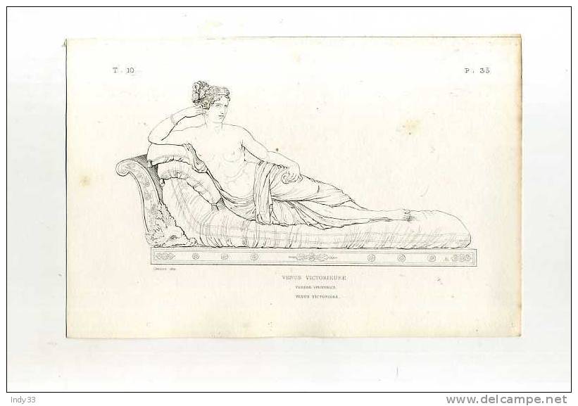 - VENUS VICTORIEUSE . REPRO D´UNE SCULPTURE . GRAVURE AU TRAIT DU XIXe S. - Andere & Zonder Classificatie