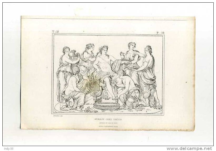 - APOLLON CHEZ THETIS . REPRO D´UNE SCULPTURE . GRAVURE AU TRAIT DU XIXe S. - Andere & Zonder Classificatie