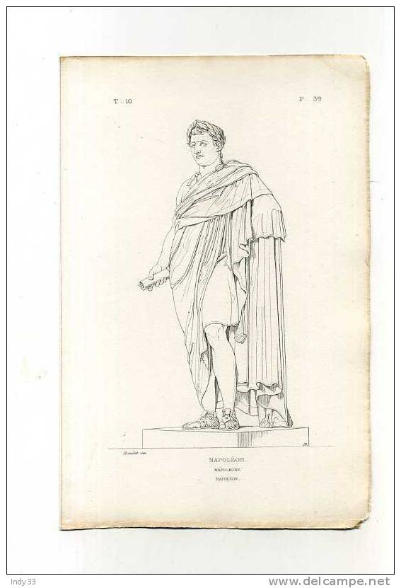 - NAPOLEON  . REPRO D´UNE SCULPTURE . GRAVURE AU TRAIT DU XIXe S. - Andere & Zonder Classificatie