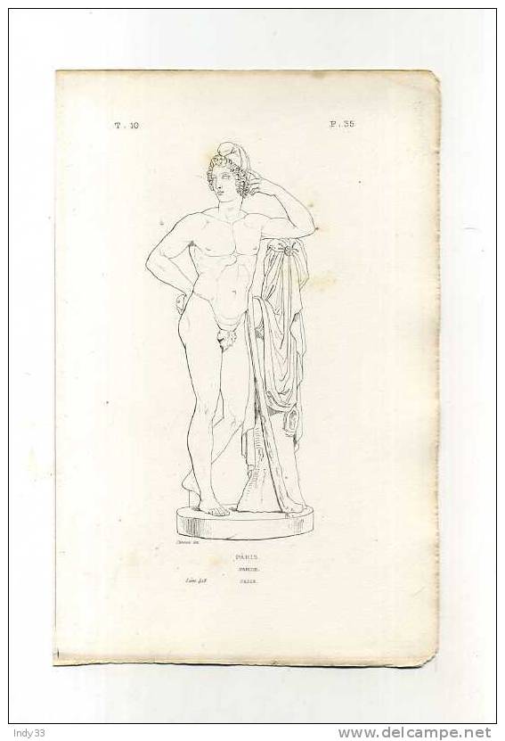 - PARIS . REPRO D´UNE SCULPTURE . GRAVURE AU TRAIT DU XIXe S. - Autres & Non Classés