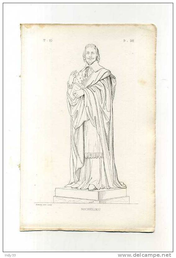 - RICHELIEU . REPRO D´UNE SCULPTURE . GRAVURE AU TRAIT DU XIXe S. - Autres & Non Classés