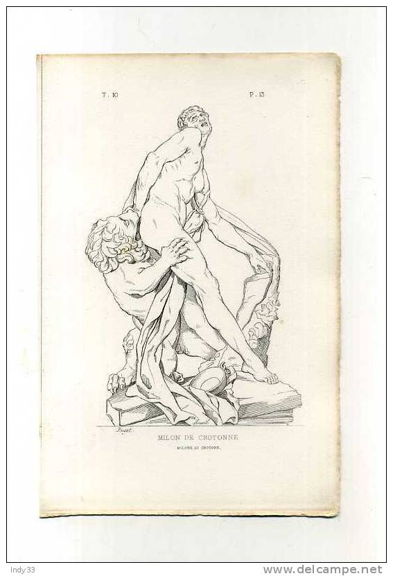 - MILON DE CROTONNE . REPRO D´UNE SCULPTURE . GRAVURE AU TRAIT DU XIXe S. - Autres & Non Classés