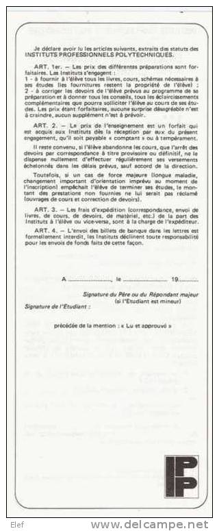 Brochure" Comment Devenir Spécialiste Automobile" , Programme Des Cours Institut  Professionnel Polytechnique, 1969 ; TB - Auto