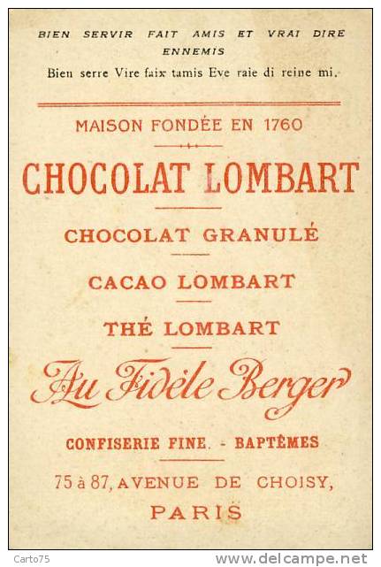 Chromo - Rébus - Publicité Chocolat Lombart - Femme Eve - Autres & Non Classés