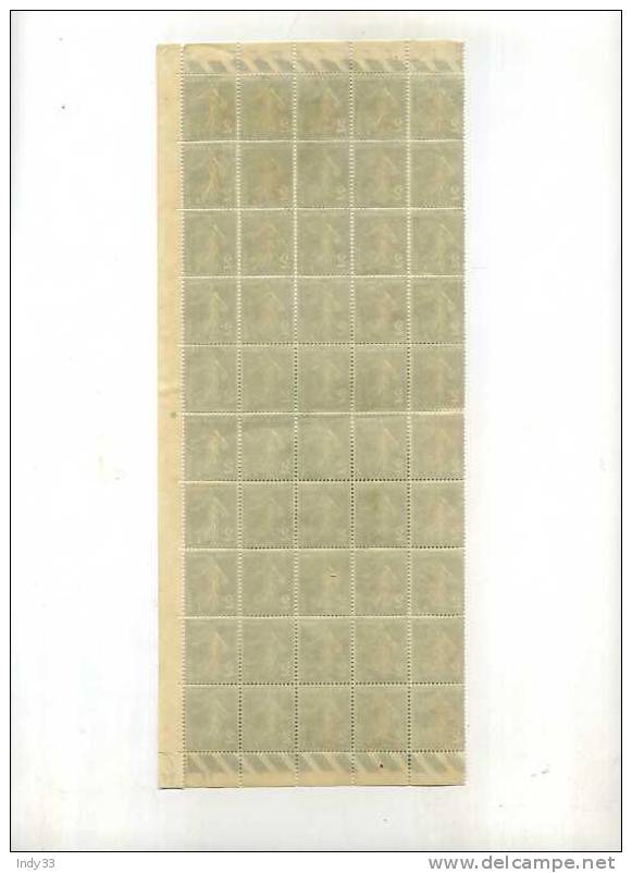 - FRAGMENT DE FEUILLE DE 100 TIMBRES . 2c SEMEUSE VERT FONCE FOND PLEIN . N°278 Y&T . DATEE 17.7.36 - Volledige Vellen