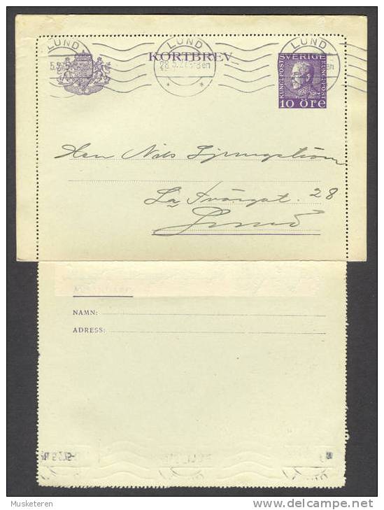 Sweden Postal Stationery Ganzsache PRIVATE Print AKTIEBOLAGET SYDSVENSKA BANKEN Lund 1927 Cancel King Gustav V. - Entiers Postaux