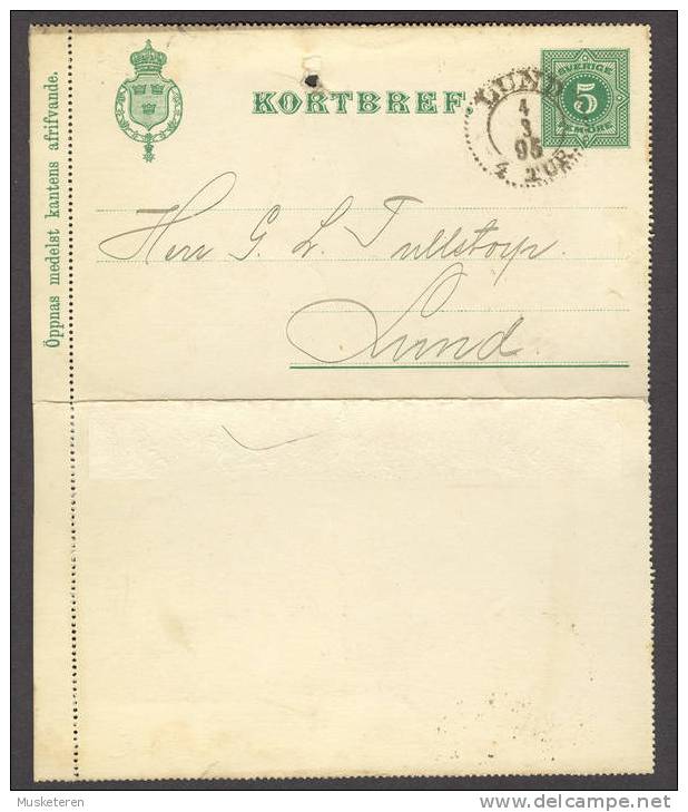 Sweden Postal Stationery Ganzsache PRIVATE Print SKÅNES ENSKILDA BANK 5 öre Kortbref LUND 1895 (2 Scans) - Postal Stationery