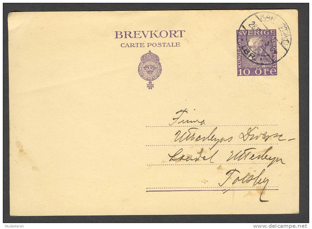 Sweden 5 öre King Gustav V Postal Stationery Ganzsache Brevkort Carte Postale Karlstad 1925 To Torsby - Entiers Postaux