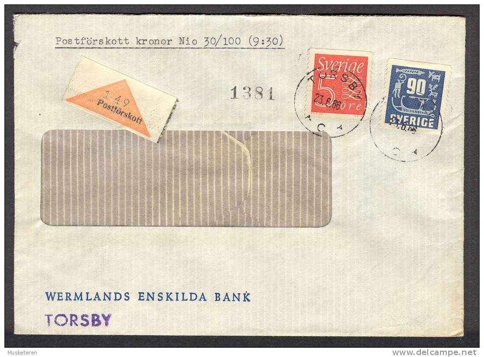 Sweden Wermlands Enskilda Bank Cash On Delivery Cover Torsby 1966 Postförskott Label 149 - Cartas & Documentos