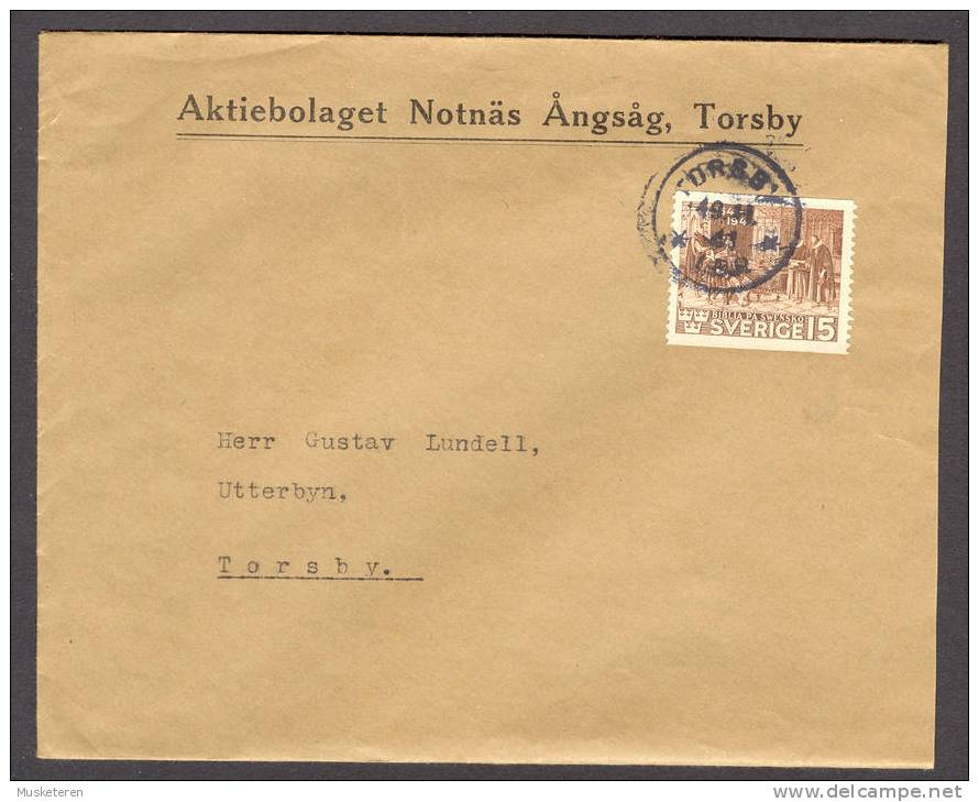 Sweden Aktiebolaget Notnäs Ångsåg Torsby Commercial Cover 1941 Bible In Swedish Stamp - Lettres & Documents