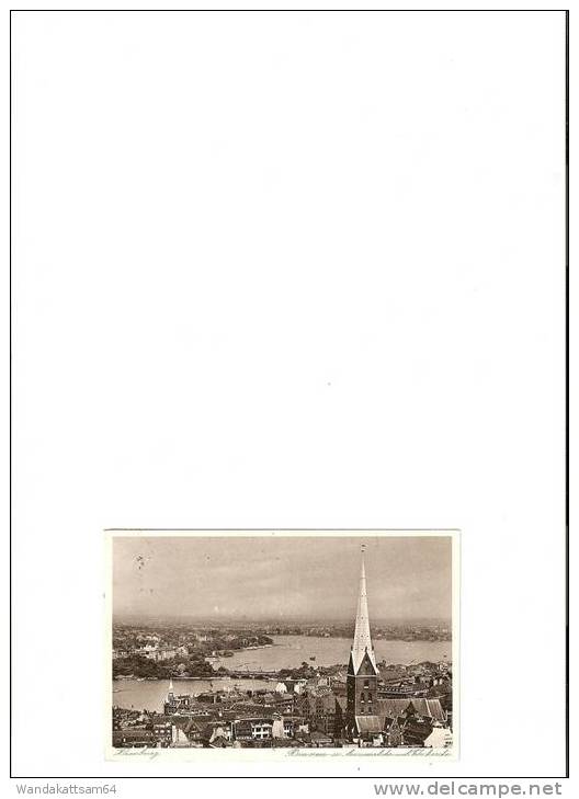 AK Hamburg Binnen- U. Aussenalster Mit Petrikirche 15. 3. 34 10-11 HAMBURG 1 D EINKREISSTEMPEL Nach Leipzig - Bergedorf