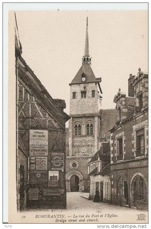 CpF1067 - ROMORANTIN - La Rue Du Pont Et L'Eglise - (41 - Loir Et Cher) - Romorantin