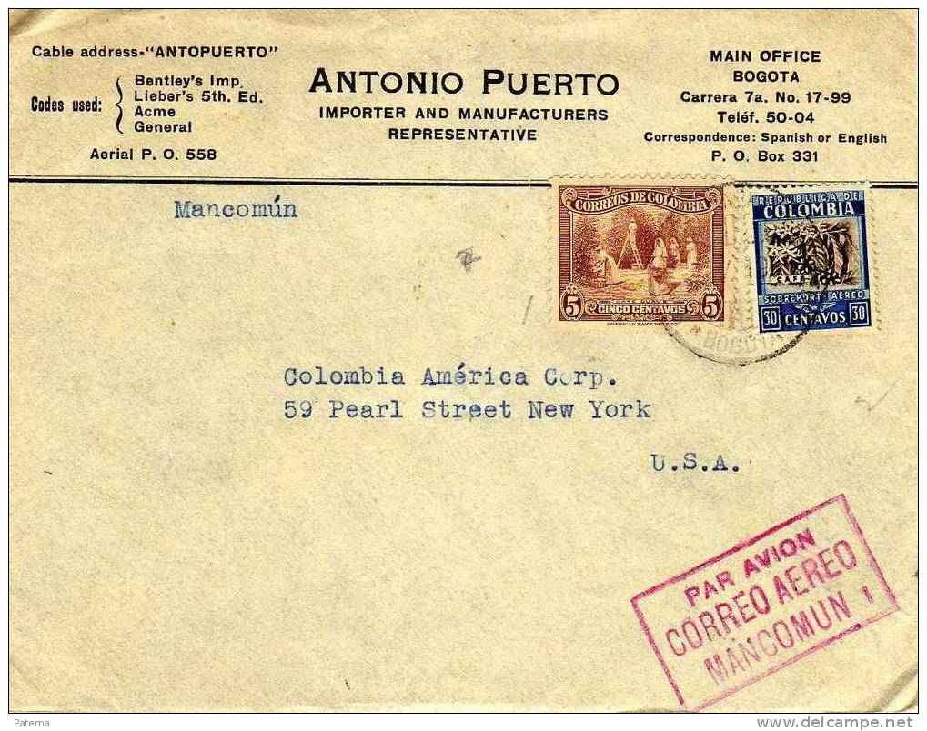 3799   Carta , Aérea Bogotá ( Colombia) 1935, Cover, Letter - Colombia