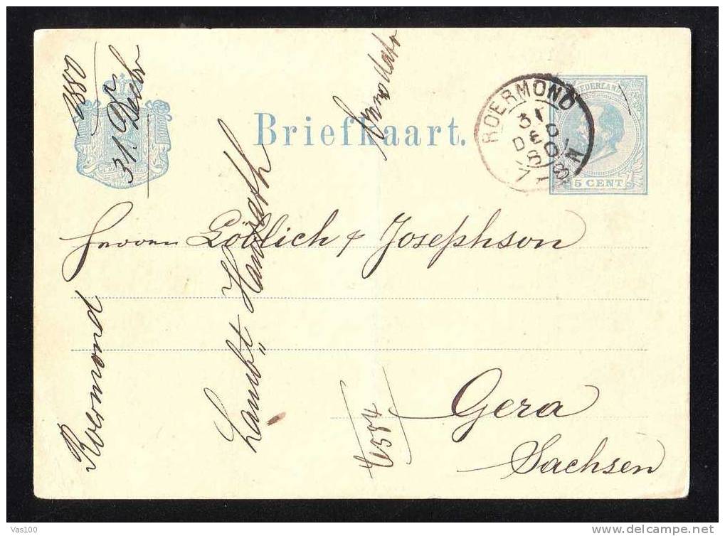 NEDERLAND 1880 "BRIEFKART" 5 CENT ENTIER POSTAUX. - Postal Stationery