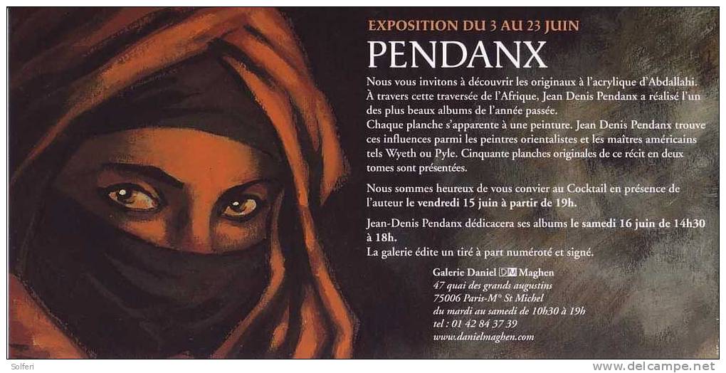 PENDANX   Carte Publicitaire, Invitation Vernissage Exposition Galerie D´Art. - Autres & Non Classés
