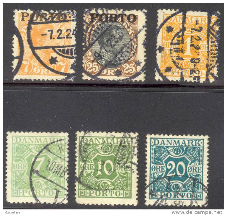 Denmark Postage Due Porto Mi. 3, 6, 9, 12-14 King Christian & Numeral Values €33,20 - Segnatasse