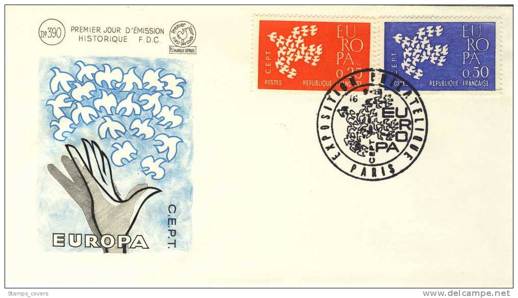 FRANCE FDC MICHEL 1363/64 EUROPA 1961 - 1961