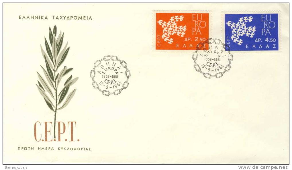 GREECE FDC MICHEL 775/76 EUROPA 1961 - 1961