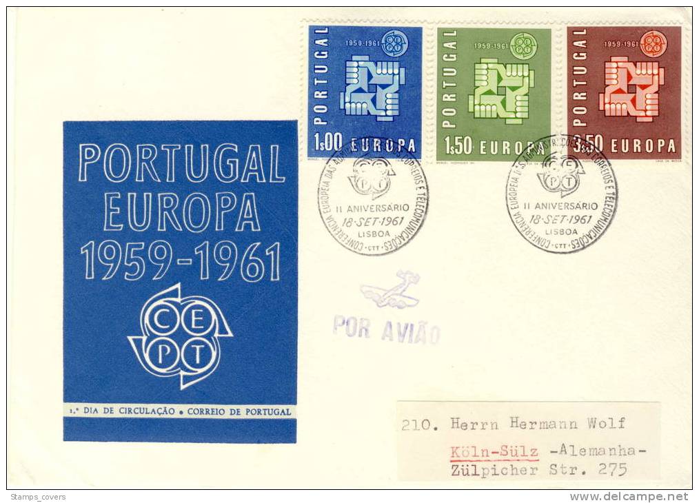 PORTUGAL FDC MICHEL 907/09 EUROPA 1961 - 1961