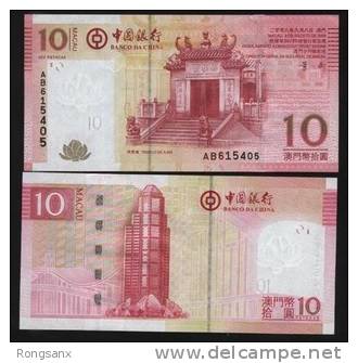 2008 MACAO Bank Of CHINA BANKNOTE 10pta - Macau