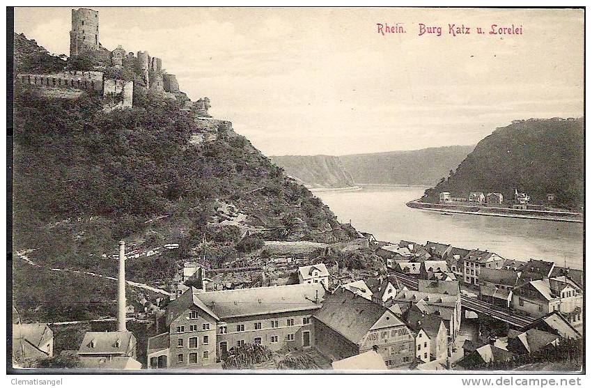 TOP!! ST.GOAR MIT BURG KATZ UND LORELEI * 1910 *!! - St. Goar