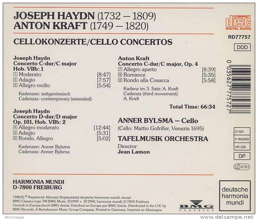 Haydn, Kraft : Concertos Pour Violoncelle, Bylsma - Classique