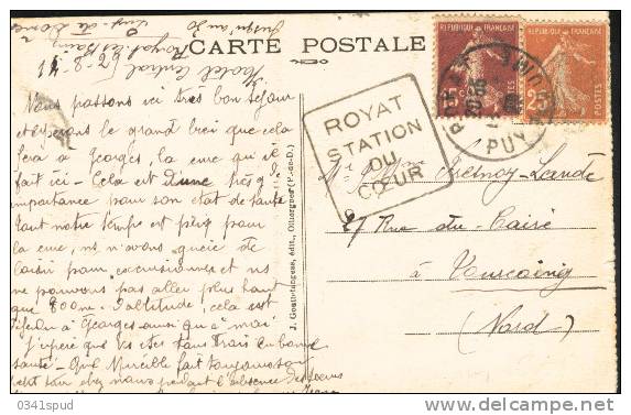 1929  France 63 Royat   Daguin  Coeur  Thermes  Terme Thermal   Sur Carte - Thermalisme