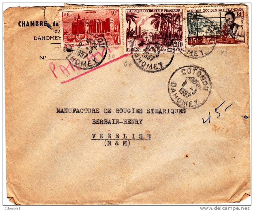Lettre De COTONOU-Dahomey Du 8/3/1957 - Covers & Documents