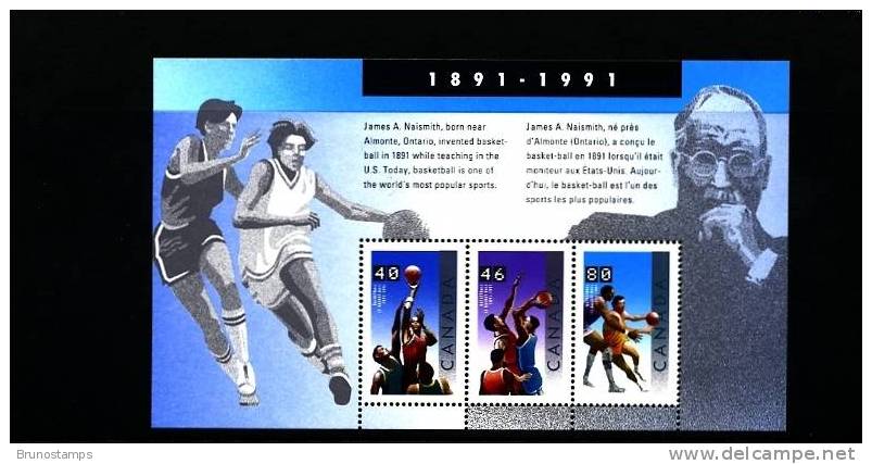 CANADA - 1991  BASKET BALL  CENTENARY  MS  MINT NH - Blocs-feuillets