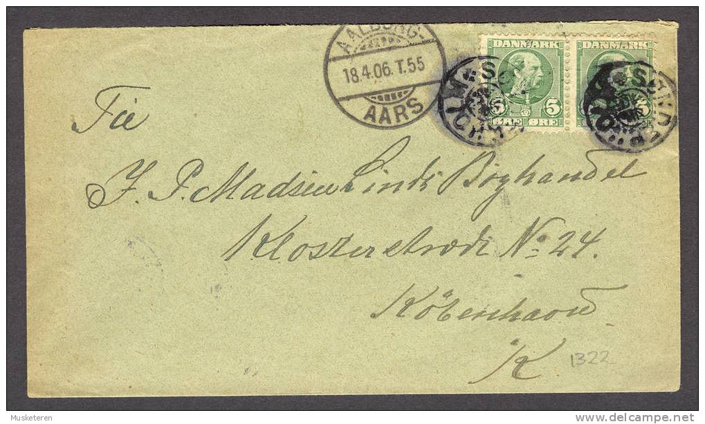 Denmark Christian IX Star Cancel SØNDERHOLM Cover 1906 (Skilling 1322) Ambulant Train Cancel AALBORG-AARS T 55 SCARCE !! - Briefe U. Dokumente