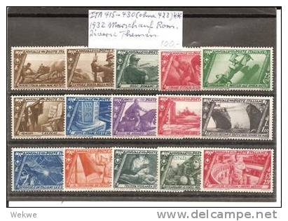 ItaMi.Nr.415-430 (ohne 423)** - ITALIEN -  1932, Marsch Auf Rom. Diverse Themen; MNH - Nuevos