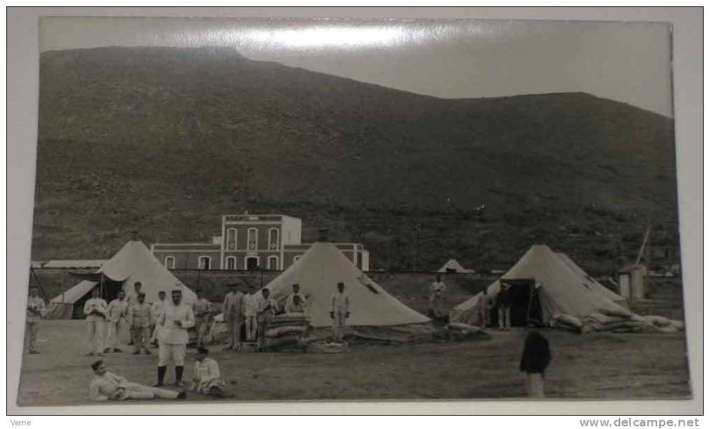 ANTIGUA FOTO POSTAL DE NADOR - TROPAS ESPAÑOLAS DEL CUERPO DE INGENIEROS EN LA ESTACION DE FERROCARRIL - GUERRA DEL RIF - Otras Guerras