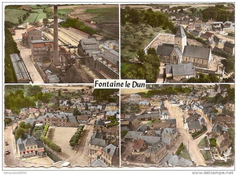 Cpsm  Vue Aérienne De L´usine La Sucrerie Et Place A Fontaine Le Dun, Ed Lapie - Fontaine Le Dun
