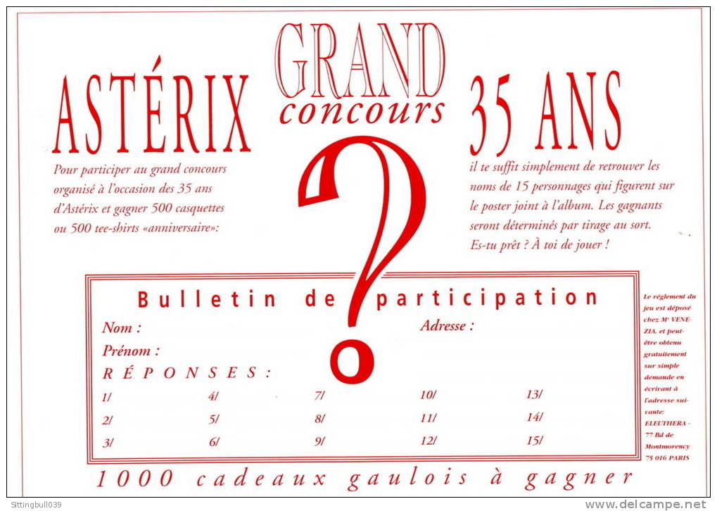 GRAND POSTER DE TOUS LES HEROS DES AVENTURES D'ASTERIX (+ De 100 Personnages), A L'OCCASION DES 35 ANS D'ASTERIX. 1994 - Astérix