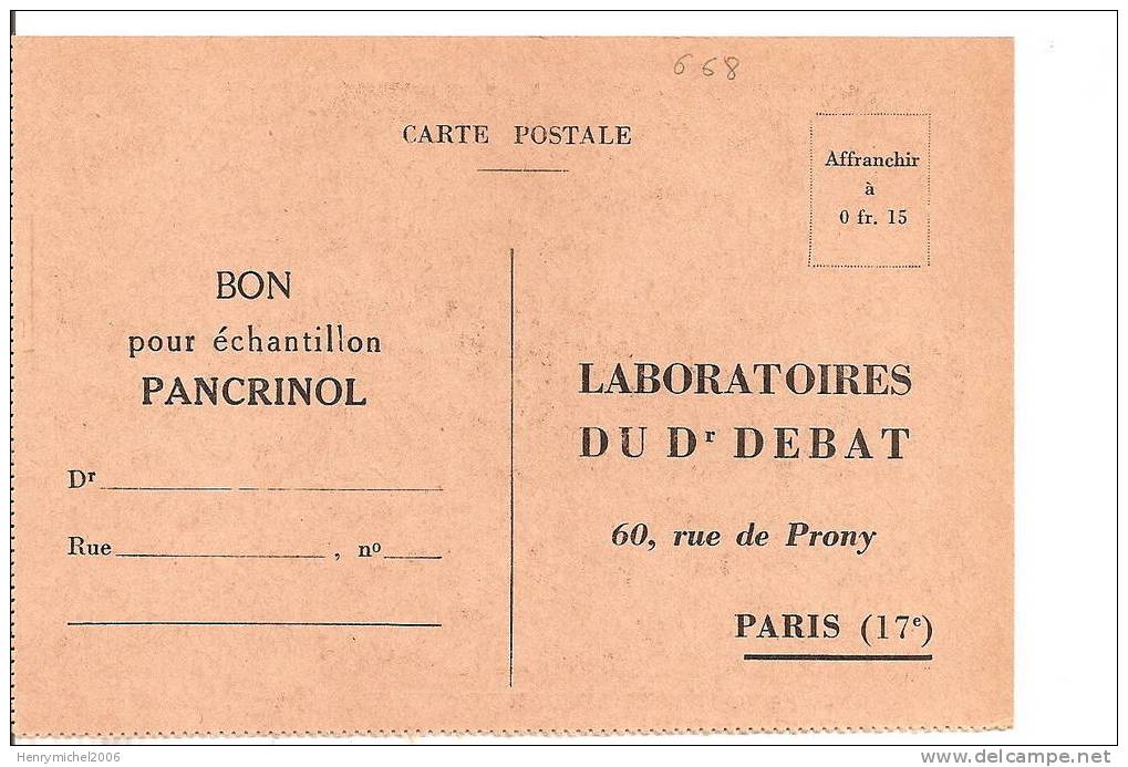 Cpsm  Les Laboratoires Du Docteur Debat A Garches Avec Pub Médicament Au Dos - Garches