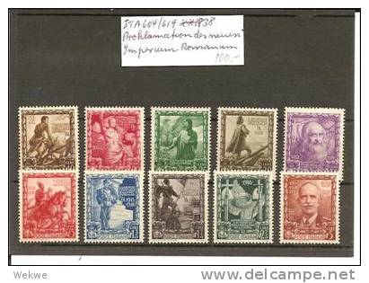 ItaMi.Nr.604-19 **  - ITALIEN -  1938, Proklamation Des Neuen Imperiums Romanum MNH - Ungebraucht