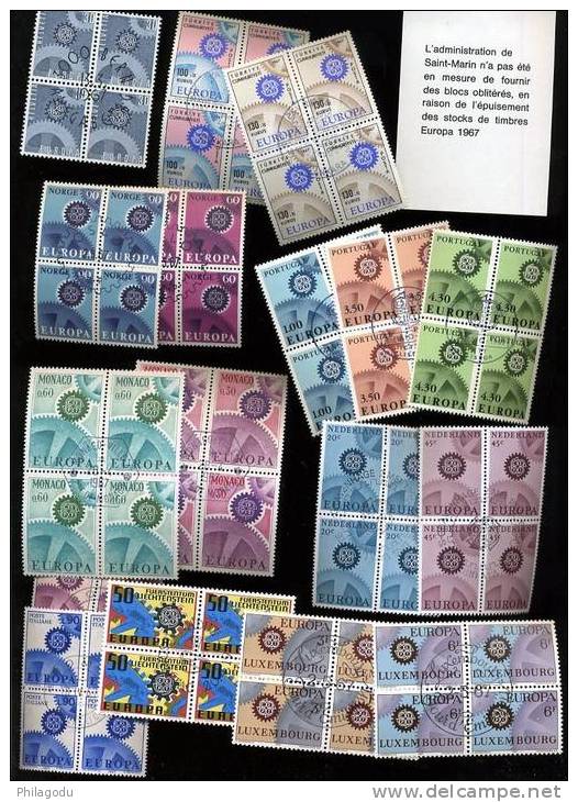 EUROPA Oblitéré Blocs De 4    Superbes    1967       Cote 139 Euros - 1967