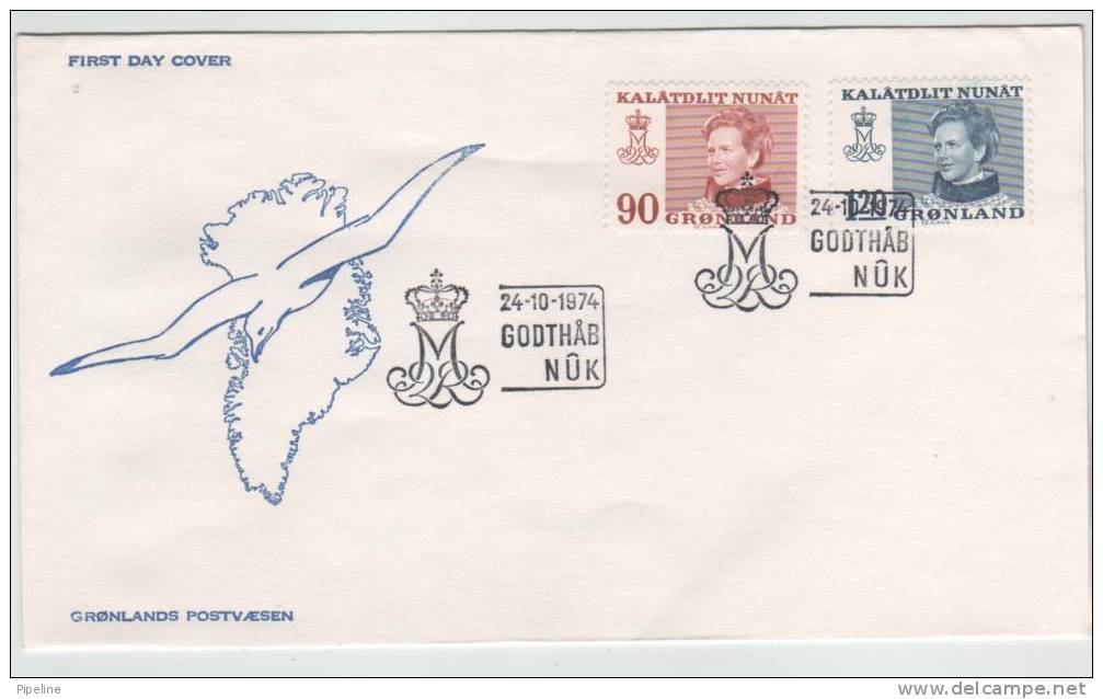 Greenland FDC Queen Margrethe Complete 24-10-1974 With Cachet - Andere & Zonder Classificatie