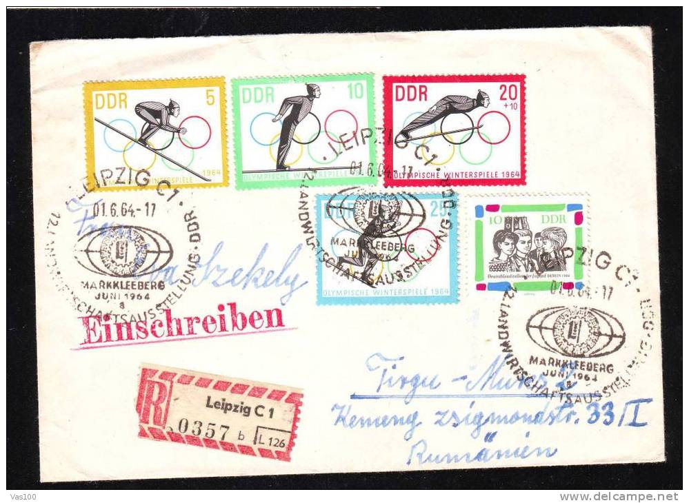 Winter Games Innsbruk 1964 Stamp On Rgd Cover DDR. - Winter 1964: Innsbruck
