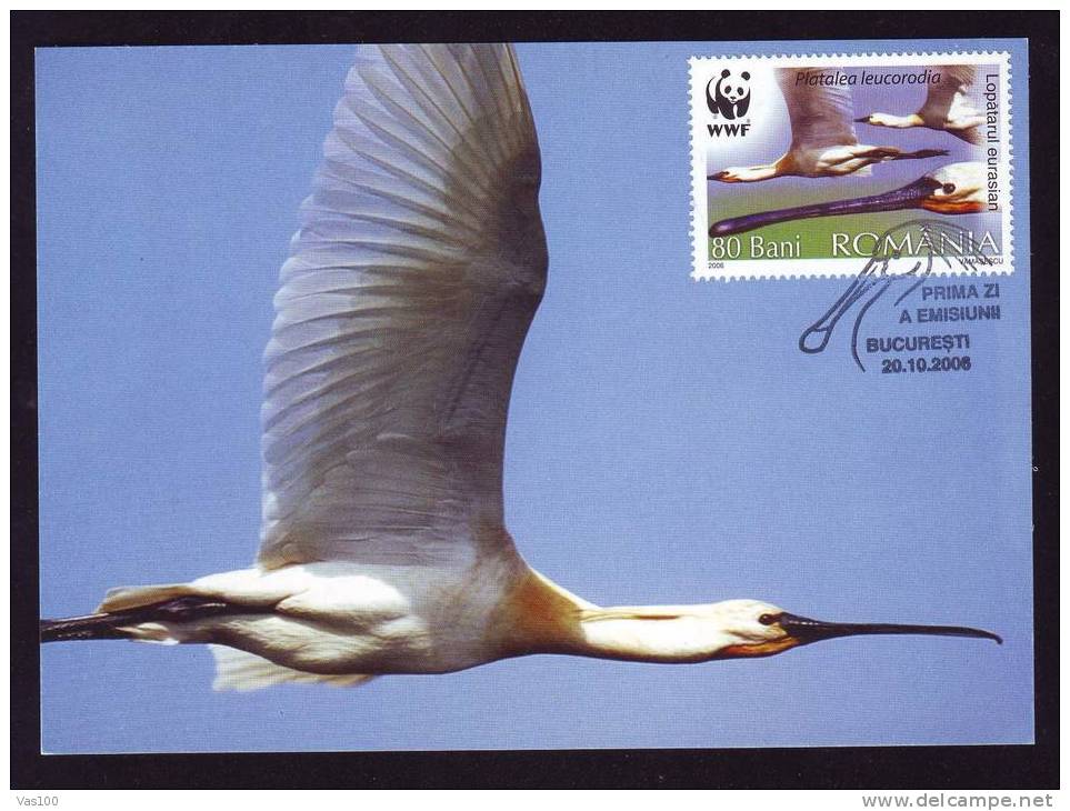 BIRD CIGOGNES 2006 Maximum Card,FDC,ROMANIA.(B) - Cigognes & échassiers