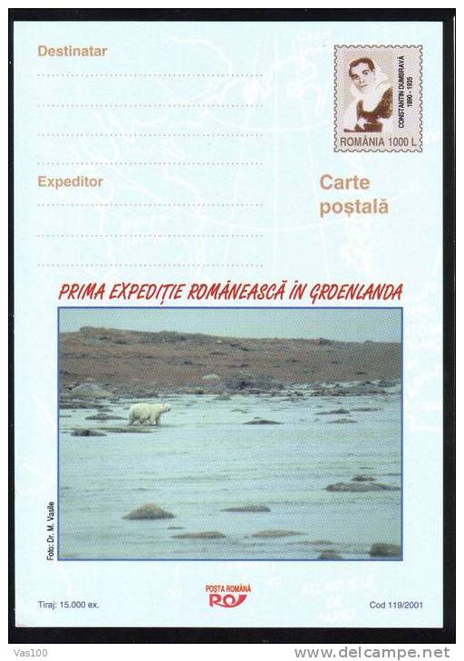 Bear Ours 2001 CARD STATIONERY POLAR EXPEDITION,ROMANIA. - Ours