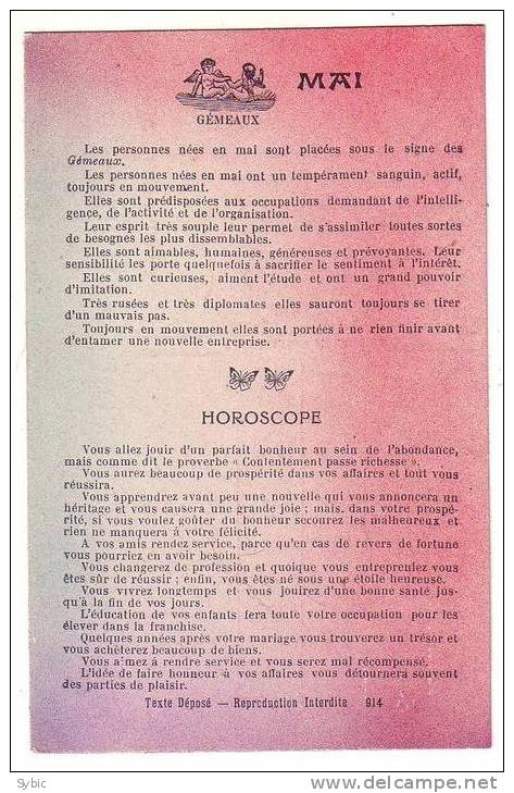 CPA - HOROSCOPE - Mai / Gémeaux - Astrologie
