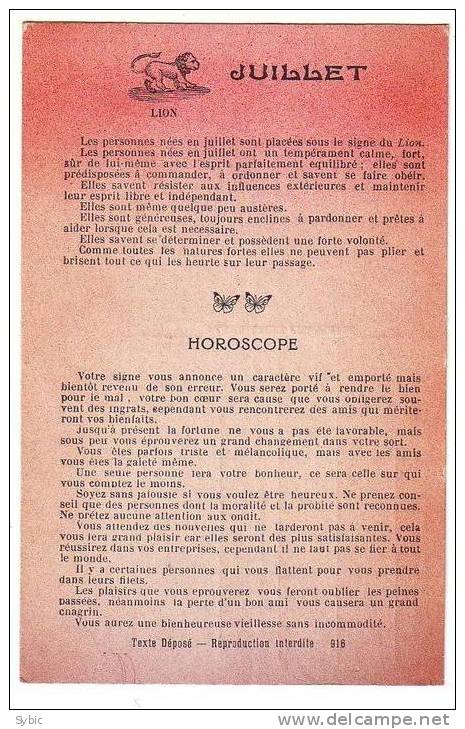 CPA - HOROSCOPE - Juillet / Lyon - Astrologie