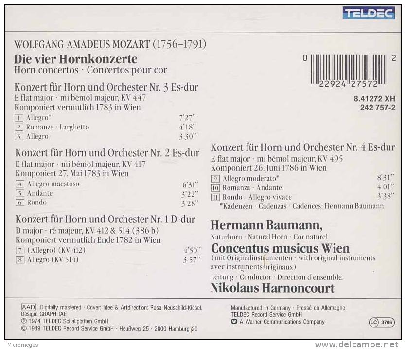 Mozart : Concertos Pour Cor, Baumann, Harnoncourt - Klassik