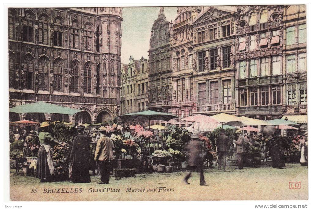 CARTE POSTALE Bruxelles Grand´Place Marché Aux Fleurs 1908 - Markets