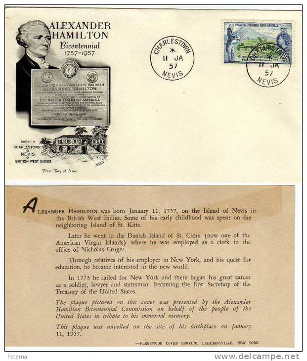 S.P.D. ALEXANDER  HAMILTON 1957, FDC - 1951-1960